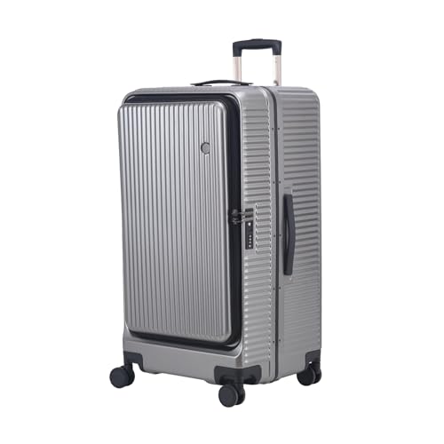 Kaleenie 29 Inch Aluminum Checked Luggage with Side Opening Zipper, Lightweight Hardshell ABS+PC Suitcase with TSA Lock, 360° Universal Wheels, Gray - color: Gray, size: 29 Inch