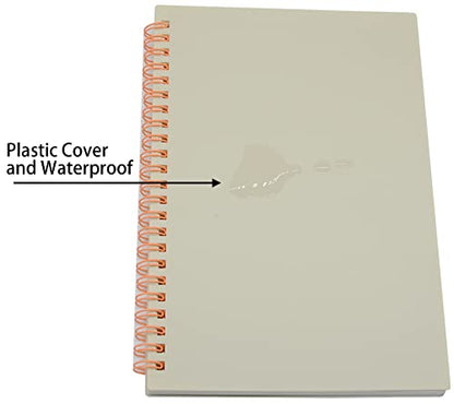 Yansanido Spiral Notebook, 6 Pcs A5 White Thick Plastic Hardcover 7mm College Ruled 80 Sheets -160 Pages Journals for Study and Notes (6 White A5) (Pack of 2) - size: 6 White A5 (Pack of 2)