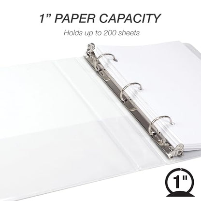 Samsill Durable 1 Inch Mini 3 Ring Binder, Round Ring Binder, Holds 5.5 x 8.5 Inch Documents, Customizable Cover, 1" View, Single, White - color: White, size: 1" View, style: Single