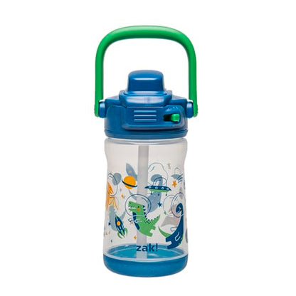 Zak Designs Beacon Kid Water Bottle for Travel or At Home, 12oz Plastic is Durable and Leak-Proof with Liquid Lock Spout, Cover, Carry Handle, Protective Base (Dinosaur) - color: Dinosaur