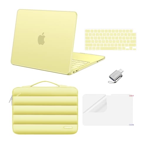 MOSISO Compatible with MacBook Neo Case 13 inch 2026 A3404 A18 Pro Chip | Scratch-Resistant Protective Hard Shell&Puffy Sleeve Bag&Keyboard Skin&Screen Film&Type C, Citrus - color: Citrus
