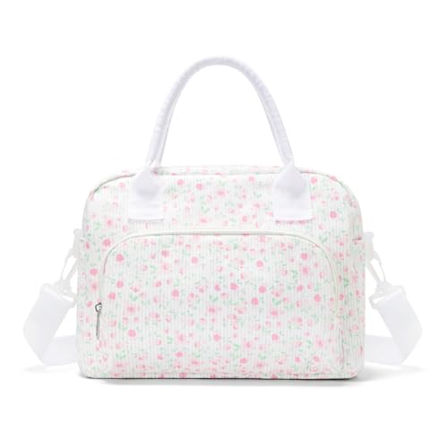 MEXS Insulated Lunch Bag for Women Men Large Reusable Lunch Box Adult Leakproof Portable Cooler Tote Bags for Work Picnic - color: Pink Rose