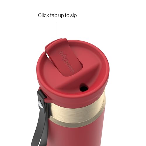 Contigo SnapSeal 473.2ml(16온스) 스테인리스 스틸 진공 단열 물병, 누출 방지 자동 닫힘 뚜껑(빨대 호환) 및 휴대용 스트랩, BPA 프리 및 납 프리, 식기세척기 사용 가능 - color: Goji Berry 샴페인, size: 16온스
