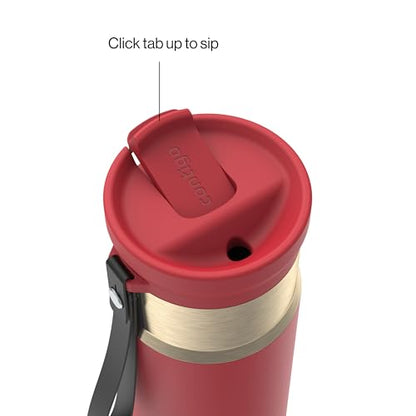 Contigo SnapSeal 473.2ml(16온스) 스테인리스 스틸 진공 단열 물병, 누출 방지 자동 닫힘 뚜껑(빨대 호환) 및 휴대용 스트랩, BPA 프리 및 납 프리, 식기세척기 사용 가능 - color: Goji Berry 샴페인, size: 16온스