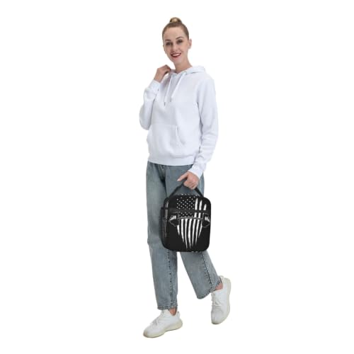 Weightlifting American Flag Lunch Bag 10In | Insulated Lunch Box Reusable Tote Bag For Picnic Office For Women Men - color: Style 3