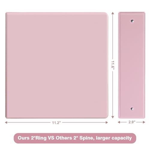 COMIX Standard 3 Ring Binder 2 inch with Clear View Cover, 2" Round Ring View Binder Holds 400 Sheets of US Letter Size Paper, 6 Pack (Pink) - color: Pink, size: 2 inch