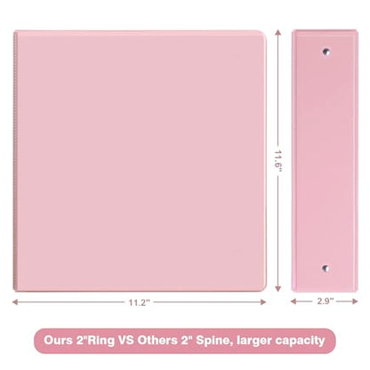 COMIX Standard 3 Ring Binder 2 inch with Clear View Cover, 2" Round Ring View Binder Holds 400 Sheets of US Letter Size Paper, 6 Pack (Pink) - color: Pink, size: 2 inch