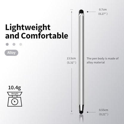 Stylus(10 PCS),Stylus Pen for Touchscreen,High Sensitivity & Precision | Universal Stylus,2-in-1 Rubber Tip,Thick and Thin Nibs,Touch Screens of iPhone/iPad/Android Tablets - color: 5PCS Silver & 5PCS Black