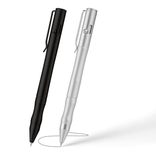 Origin-Joy Brass Bolt Action Pen Set, Heavy Duty EDC Copper Metal Tactile Turn Pen With Gel Ink Refills (Black & Nickel White) - color: Black & Nickel White