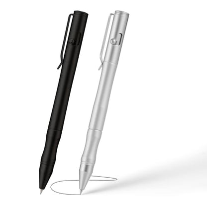 Origin-Joy Brass Bolt Action Pen Set, Heavy Duty EDC Copper Metal Tactile Turn Pen With Gel Ink Refills (Black & Nickel White) - color: Black & Nickel White