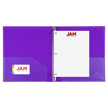 JAM PAPER Plastic 0.5 inch Binder - Purple 3 Ring Binder - Sold Individually - color: Purple, size: 0.5 inch