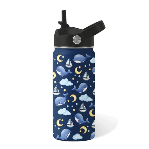 Whale Gifts for Kids - 16 oz Water Bottle with Straw Lid, Stainless Steel Insulated Bottle, Leak Proof, BPA-Free, Whale Water Bottles for School, Travel, Sea Animals Children Birthday Gifts Cup(1pc) - color: Whale1, size: 16 Ounces