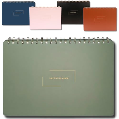 | Meeting Notebook for Work | 8.25" x 11.75" | Project Planner | Simple Design | Multiple Layouts | Office and Business Planner (Evergreen, Meeting Planner - Landscape) - color: Evergreen, size: Meeting Planner - Landscape