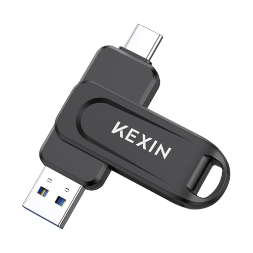 KEXIN 128GB USB C Flash Drive Dual Thumb Drive 100MB/s Swivel USB-A & Type-C USB Drive 3.0 Memory Stick for Smartphone Tablet iPhone 15/16/17 Car Game Console, 128GB Black - color: Black, size: 128G