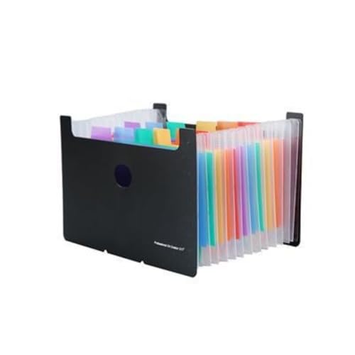 A5 Expanding File Organizer with 13 Pockets, Rainbow Accordion File Folder for Receipts and Checks, Portable Standing Document Holder for Office, Home and Travel, Black