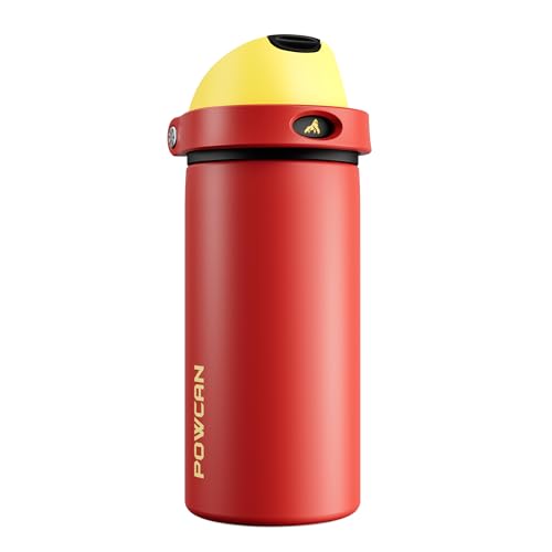 POWCAN 18 oz Travel Water Bottle: 2-in-1 Push-Button Spout & Quick-Flip Straw, Leakproof, Cold 24Hrs, Fits Car Cup Holder, Stainless Steel Cup for Sports, School, Commute, Camping (Mouse's Mischief) - color: Mouse's Mischief, size: 18 Ounces
