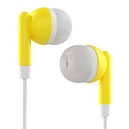 Maeline Bulk Earbuds with 3.5 mm Headphone Plug - 10 Pack - Yellow - color: Yellow, size: 10 Pack