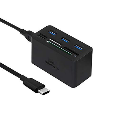 Kingwin USB C Hub Adapter w/ Card Reader Write & USB 3.0 HUB - Thunderbolt 3 Supports High Speed SD MS Micro M2 CF For Macbook, Laptop, Desktop type-c - style: USB C