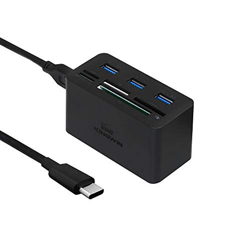 Kingwin USB C Hub Adapter w/ Card Reader Write & USB 3.0 HUB - Thunderbolt 3 Supports High Speed SD MS Micro M2 CF For Macbook, Laptop, Desktop type-c - style: USB C