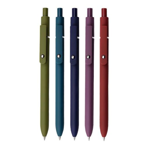 5Pcs Retractable Gel Pen Quick Drying Journaling Pen Smooth Writing for Kid Student Adult Writing Journaling - color: Retro color