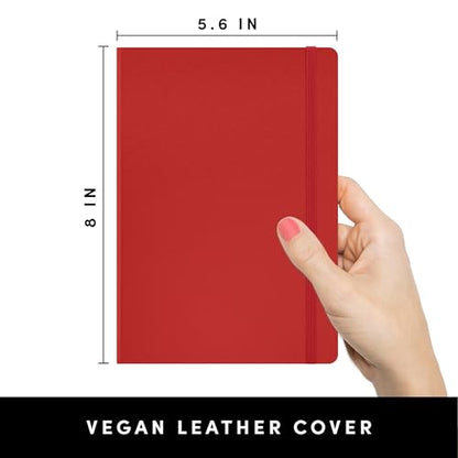 PAPERAGE Lined Journal Notebook, (Red), 160 Pages, Medium 5.6 in x 8 in - 100 GSM Thick Paper – Hardcover Journaling Notebook for Work, School & Note Taking - color: Red, style: A. Lined