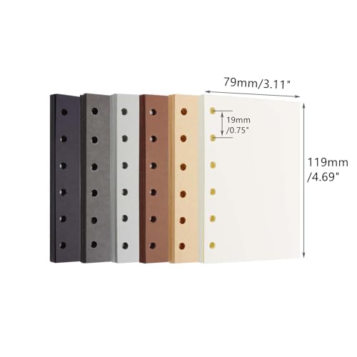 Mogoostry A7 Blank Filler Paper 6 Color Refill Paper for 6 Ring A7 Binder Planner Inserts 6 Hole Blank Note Paper Refills 300 Sheets Loose Leaf Paper - color: Dark 6 Color
