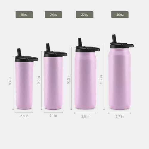 ZULU Base 18oz Kids Stainless Steel Water Bottle with 3 Lids- Straw, Chug, Twist | Double Walled and Vacuum Insulated Metal Thermos | Fits Car Cupholder, Built in Carry Loop, Dishwasher Safe, Pink - color: Pink Orchid, style: 18oz