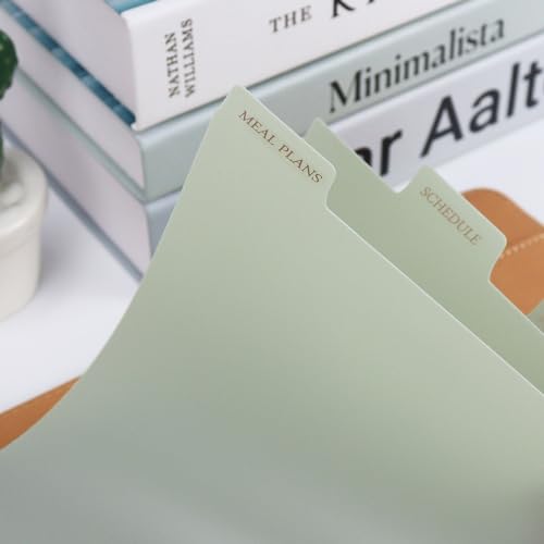 Buqoo 3 Ring Binder Dividers with 8 Writable Tabs - Sturdy Sage Green Plastic Index Dividers, Letter Size 8.4"x10.9" for School, Office, Planner & Journal - color: Sage Green