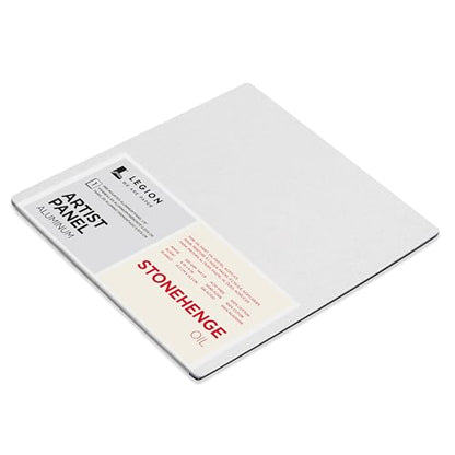 Legion Artist Panel, 1/8" Composite Brushed Aluminum with Stonehenge Oil 100% Cotton White 320gsm Paper, 6 x 6 inches for Oil Media - size: 6 x 6