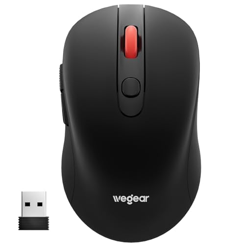 wegear USB Wireless Mouse for Laptop PC Mac, 2.4GHz Cordless Mouse with 6 Buttons, 5-Level Adjustable 4000 DPI, Ergonomic Portable Optical Computer Mice, 24-Month Battery Life -Black - color: Black