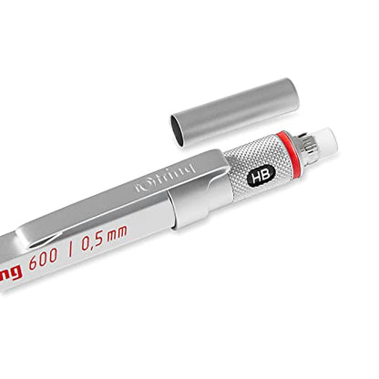rOtring 600 Mechanical Pencil, 0.5 mm, Silver Barrel (1904445) - color: Silver, size: 0.5mm