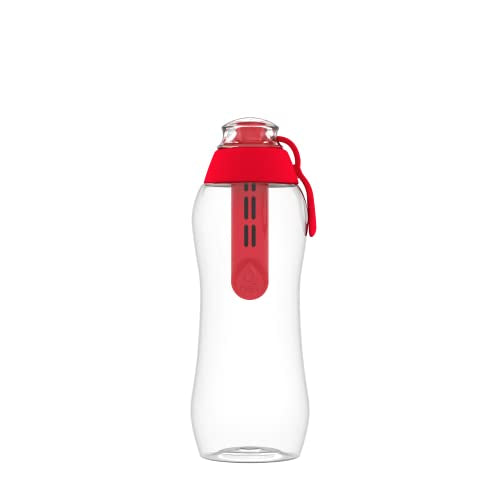 Dafi Sport Water Bottle with Filter RED | 10 oz | personal reusable water bottle, backpacking filter replacement, tap water straw purifier, water for travel | Made in Europe - color: Red, size: 10.1 Ounces