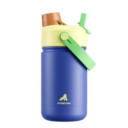 12 oz Kids Insulated Water Bottle: 2-in-1 Straw Spout Lid, Leakproof, BPA-Free, Cold 24H, Car Cupholder Friendly, Stainless Steel Cup for School, Trip, Birthday Gift for Boys Girls (Denim Jungle) - color: Denim Jungle, size: 12 Ounces