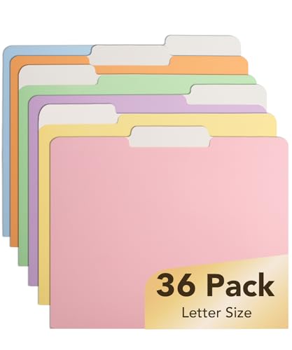 Mr. Pen- Poly File Folders with Tabs, 1/3 Cut Tab, 36 Pack, Letter Size | Pastel Colors, Plastic File Folders Letter Size (8.5 x 11 inches) for Office, School, Business, Documents Files Paper - color: Pastel Colors, size: 36 per Pack