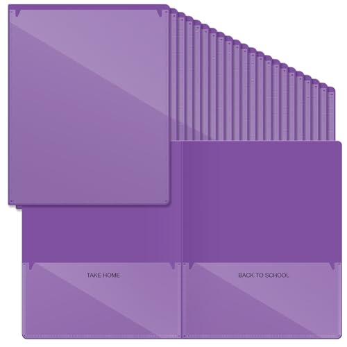 Henoyso 100 Pcs Folders Take Home Heavy Duty 2 Pocket Homework Folder for Students Parent Teacher Communication, 11.8 x 9.45 Inch(Purple) - color: Purple