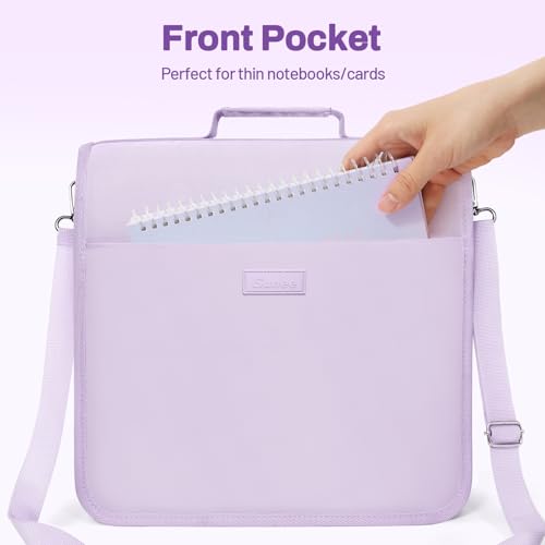 SUNEE Zipper Binder 3 Ring, 3 Inch O-Ring with Handle and Shoulder Strap, 600-Sheet Capacity, 5-Tab Expanding File Folder, Multi-Pockets for Middle School Organizer Binder with Zipper, Lavender Purple - color: Lavender Purple