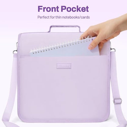 SUNEE Zipper Binder 3 Ring, 3 Inch O-Ring with Handle and Shoulder Strap, 600-Sheet Capacity, 5-Tab Expanding File Folder, Multi-Pockets for Middle School Organizer Binder with Zipper, Lavender Purple - color: Lavender Purple