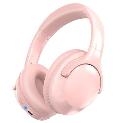 MIDOLA Bluetooth Headphones Over Ear 68H Playtime 6 EQ Wireless Headset with Microphone HiFi Stereo Foldable Lightweight Deep Bass for Travel Home Office Cellphone Pink - color: Pink