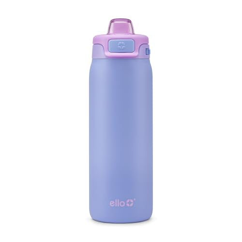 Ello Pop & Fill 18oz Stainless Steel Kids Water Bottle with Quick Fill Lid | Vacuum Insulated BPA Free Bottle with Leak Proof Straw and Chug Lid, Dishwasher Safe, Gift For Kids Teens, Lavender Fields - color: Lavender Fields, size: 18 Ounces