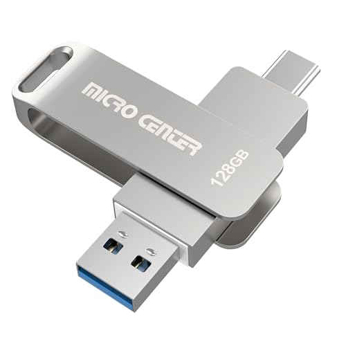 Micro Center SuperSpeed 128GB USB 3.2 Dual Drive Type-C & OTG Type-A 2-in-1 up to 200MB/s Swivel Metal Flash Drive Memory Storage Stick for Android Phones Tablets Mac Laptop - color: 128GB