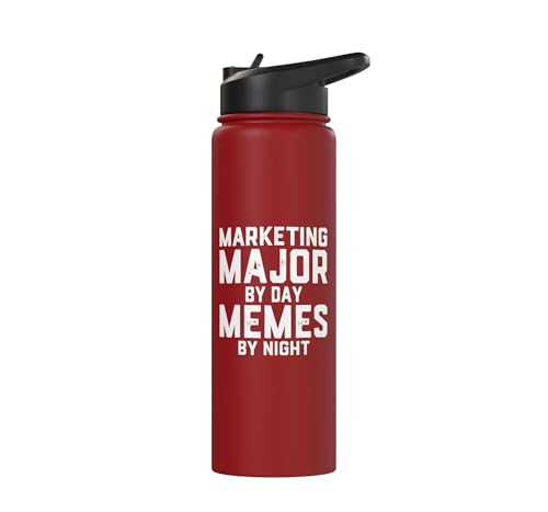 Marketing Major By Day Memes By Night Marketer Joke Student Stainless Steel Insulated Water Bottle - color: Red