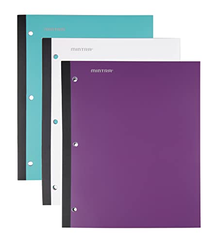 Mintra Wireless Notebook 3pk - 80 Sheets - College Ruled (Teal, White, Purple) - color: Teal, White, Purple