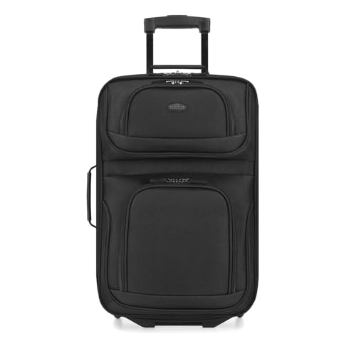 U.S. Traveler Rio Lightweight Softside Rolling Carry-on Suitcase, 2-Wheel Single, Black - color: Black, size: 21"