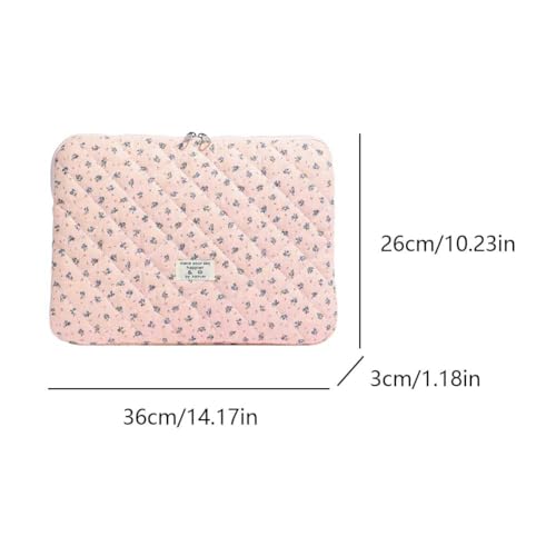 Cute Laptop Sleeve 13-15 inch Laptop Case Aesthetic Quilted Laptop Sleeve Computer Bag with Flower Printing for MacBook (A-Pink, 13inch) - color: A-pink, size: 13inch