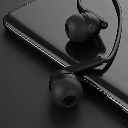 Maeline Bulk Earbuds with 3.5 mm Headphone Plug - 40 Pack Wholesale Bundle - Jet Black - color: Jet Black, size: 40 Pack