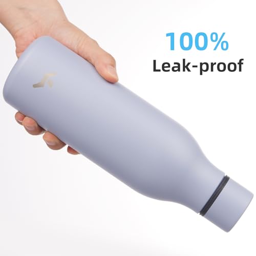 Konokyo Insulated Water Bottle with Strap,18 oz Double Wall Stainless Steel Vacuum Bottles Metal Water Flask,Grey Blue - color: Grey Blue, size: 18 Ounces