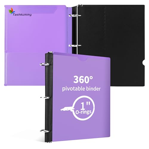 360 Degree Pivotable Binder, Upgraded 3 Ring Binder 1 inch, Flexible Binders 3 Ring, Foldable Three Ring Binders, Purple - color: Purple, style: 1 PCS Customizable Cover