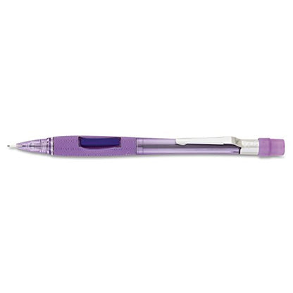 Pentel Quicker Clicker Automatic Pencil, 0.7mm Lead Size, Transparent Violet Barrel, Box of 12 (PD347TV) - color: Violet, style: .7 mm
