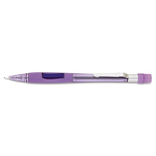 Pentel Quicker Clicker Automatic Pencil, 0.7mm Lead Size, Transparent Violet Barrel, Box of 12 (PD347TV) - color: Violet, style: .7 mm