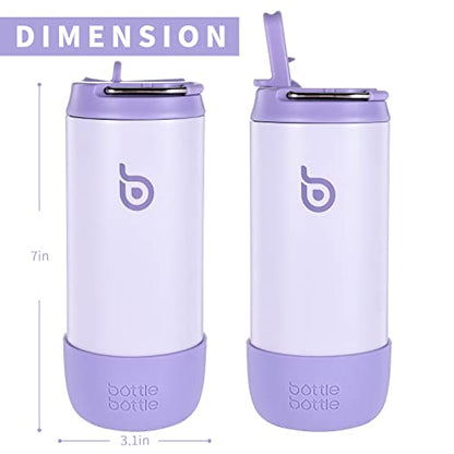 BOTTLE BOTTLE Kids Water Bottle 12 oz for Boys Girls purple | Insulated Water Bottles with Leak Proof Lid,Silicone Boot, Straw Cup for School Sports Travel,Gifts - color: Purple